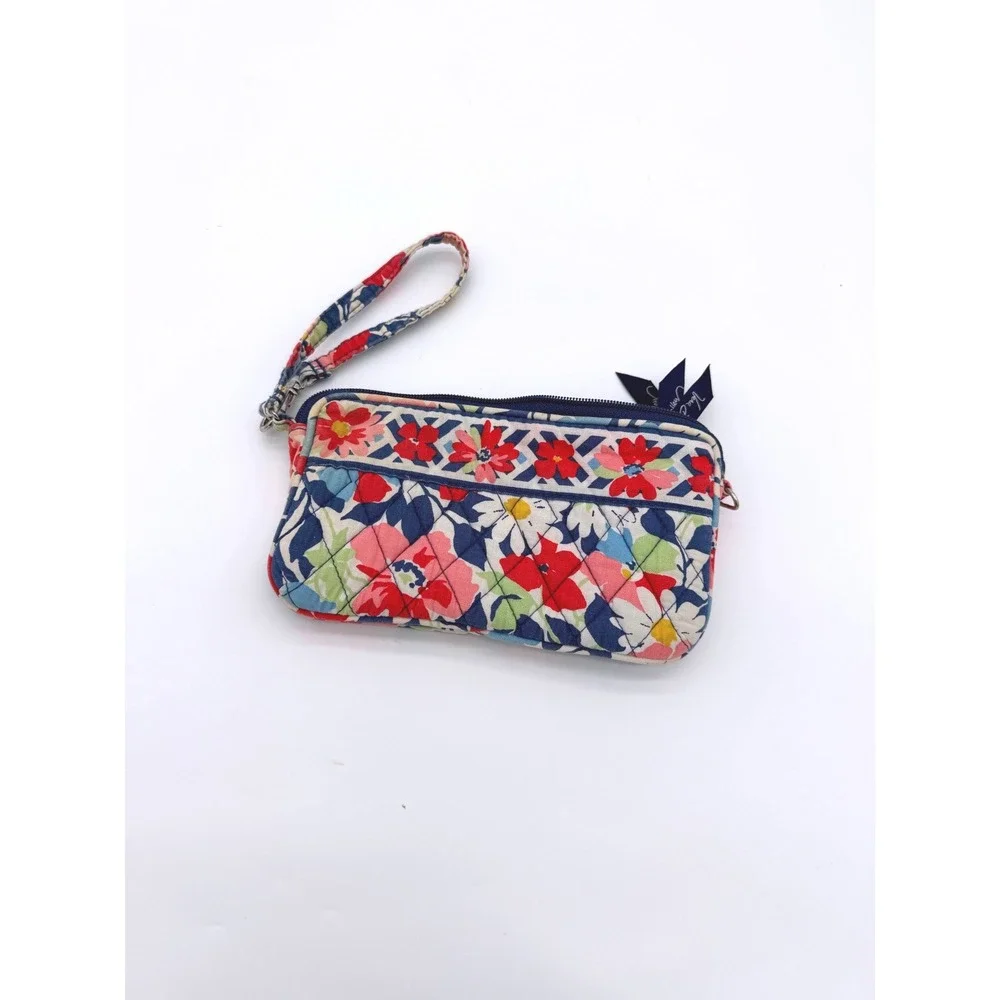 Vera Bradley Wristlet Women Small Multicolor Floral Quilted Cotton‎ Zip 7x4